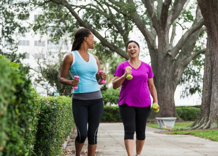 Women exercising outdoors